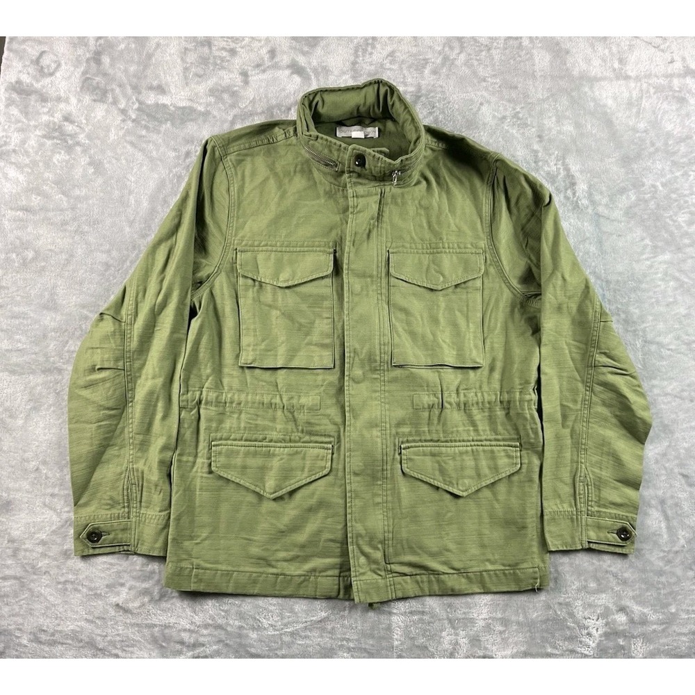 Outerknown Jacket Mens L Green M65 Military Field Voyager Hooded Organic Cotton